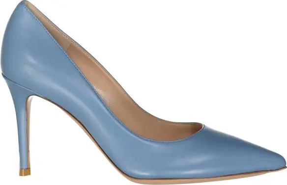 Blue Leather High Heel Pumps
