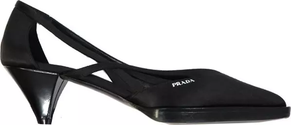 Black Silk Mid Heel Pumps