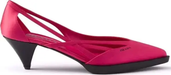Multicolor Silk Mid Heel Pumps