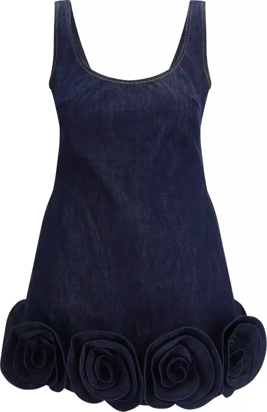 Blue Cotton Casual Dress