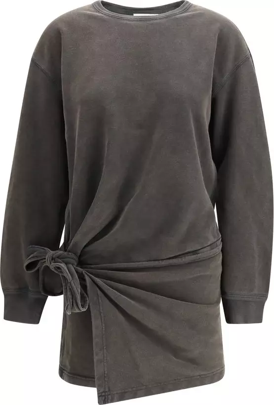 Gray Cotton Casual Dress