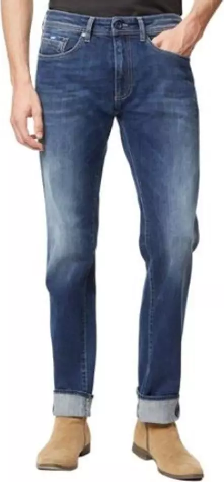 Blue Cotton Straight-Leg Jeans
