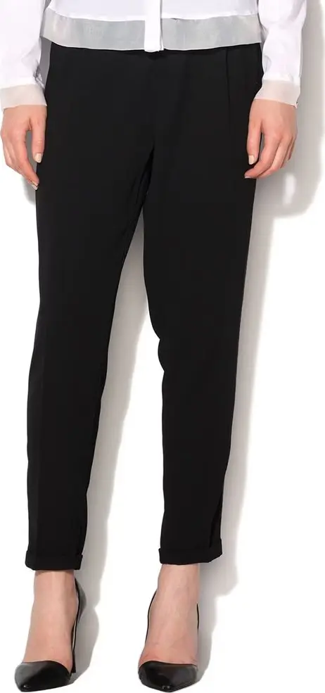 Black Polyester Casual Pants