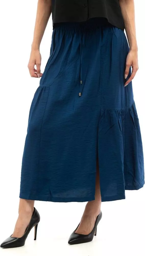 Blue Viscose Long Skirt