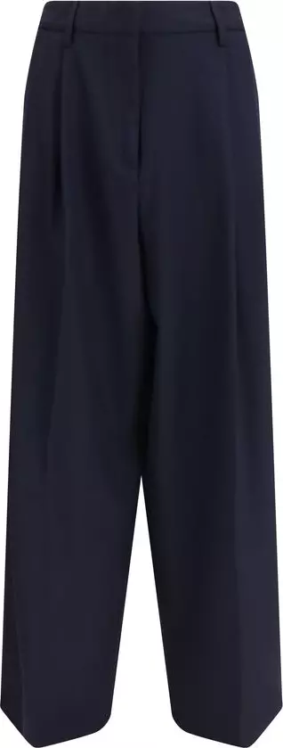 Blue Polyester Casual Pants