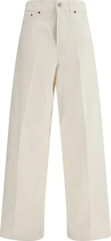 White Cotton Straight-Leg Jeans