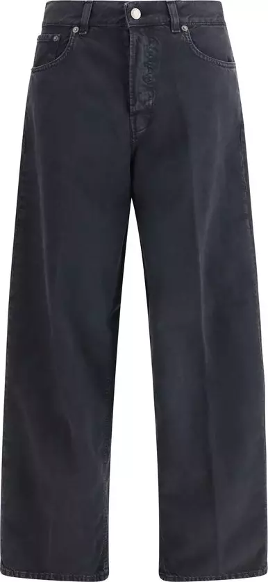 Black Cotton Straight-Leg Jeans