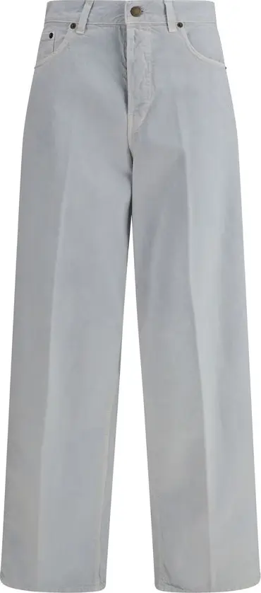 Blue Cotton Straight-Leg Jeans