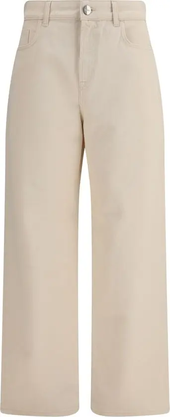 Beige Cotton Casual Pants