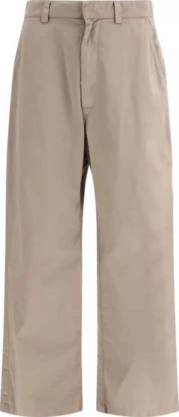 Beige Cotton Casual Pants