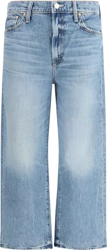 Blue Cotton Straight-Leg Jeans