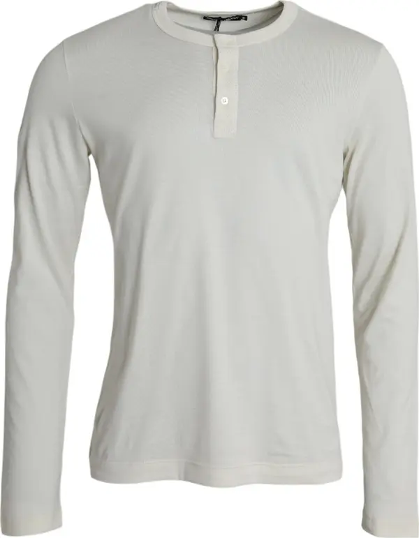 White Cotton Long Sleeve T-Shirt