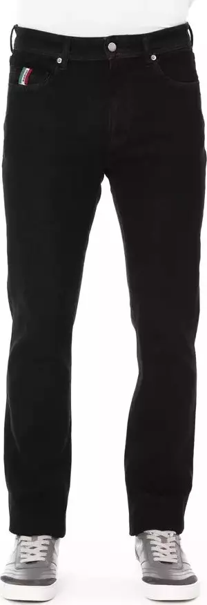 Black Cotton Straight-Leg Jeans