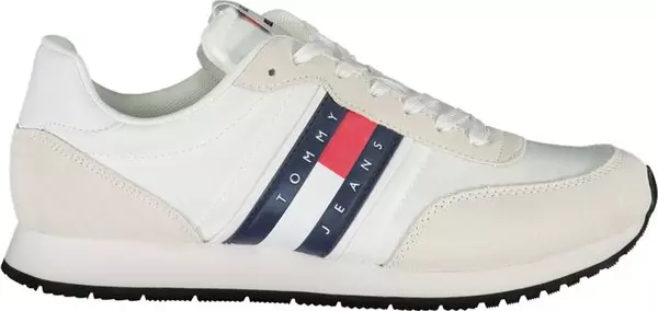 White Beige Polyester Men Sneaker