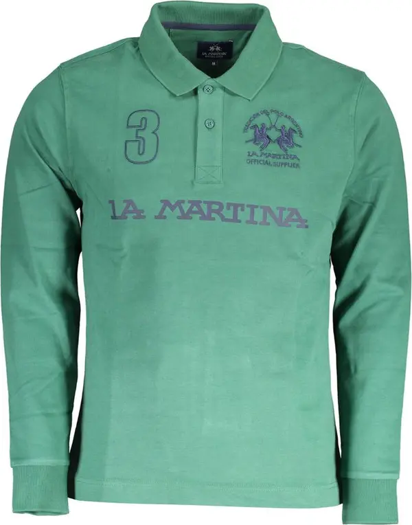 Green Cotton Men Polo Shirt