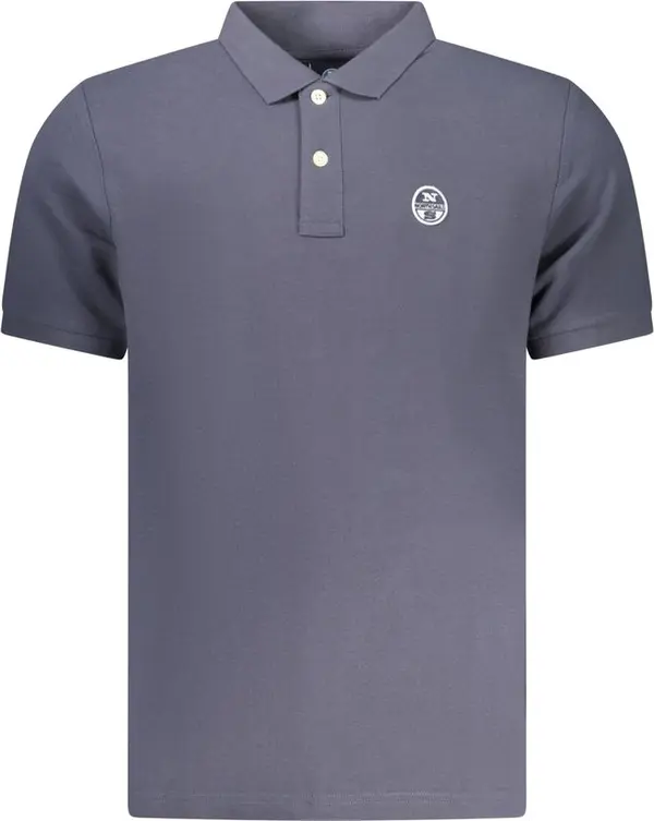 Blue Cotton Men Polo