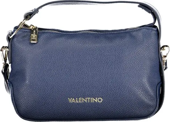 Blue Polyurethane Women's Bag with Adjustable Strap and Pocket