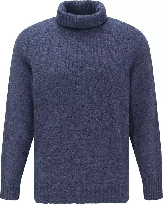 Blue Alpaca Leather Turtleneck