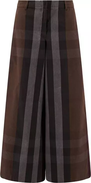 Brown Cotton Casual Pants