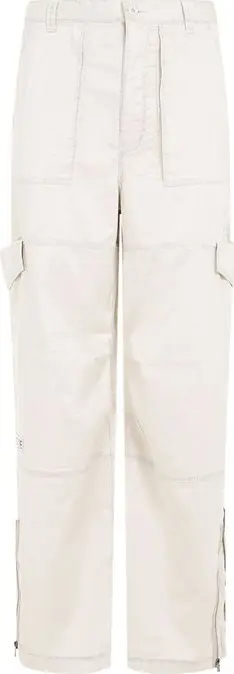 Beige Polyester Cargo Pants