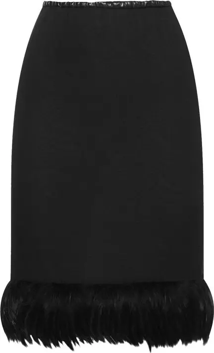 Black Silk Midi Skirt