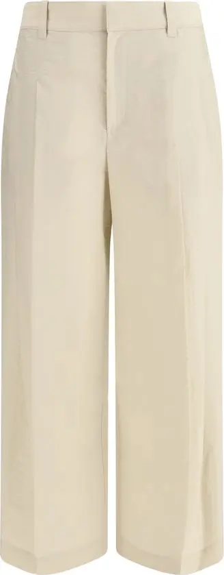 Beige Cotton Casual Pants