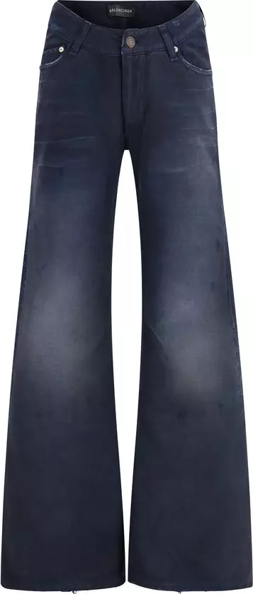 Blue Cotton Flared Jeans