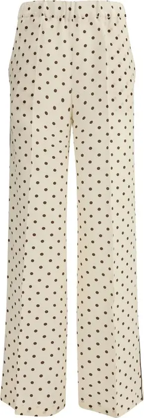 Beige Silk Casual Pants