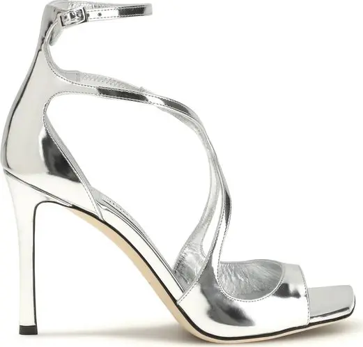 Silver Calf Leather Bos Taurus Stiletto Heel Sandals