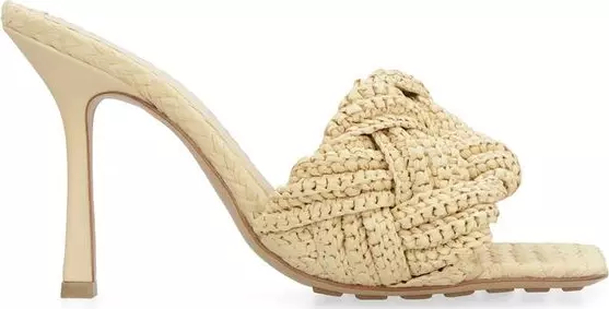 Beige Raffia Mules