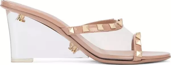 Beige Leather Mules