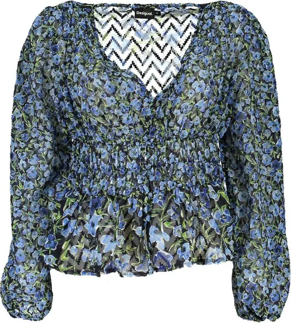 Blue Polyester Women Blouse