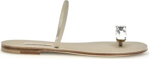 Gold Calf Leather Bos Taurus Flat Sandals