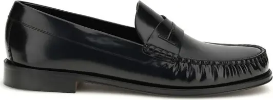 Black Calf Leather Bos Taurus Slip-On Loafers