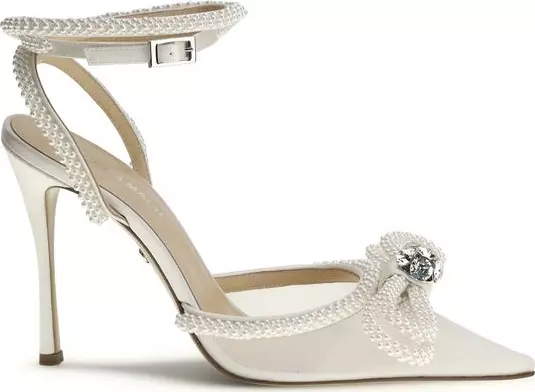 White Silk High Heel Pumps