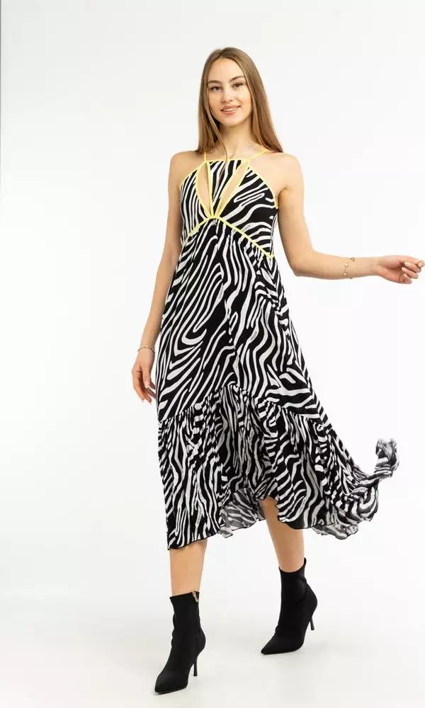 Black Viscose Casual Dress