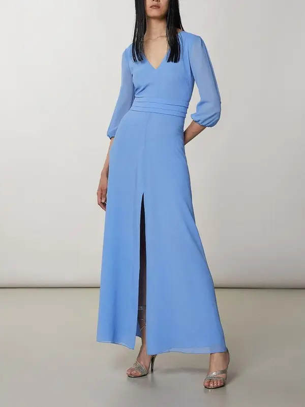Blue Polyester Casual Dress