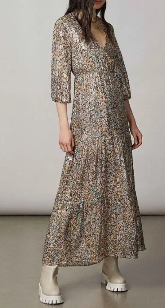 Gold Silk Casual Dress
