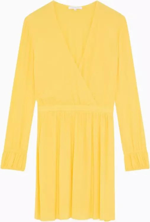 Yellow Viscose Casual Dress