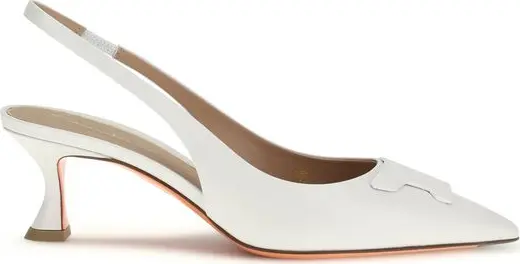 White Calf Leather Bos Taurus Mid Heel Pumps