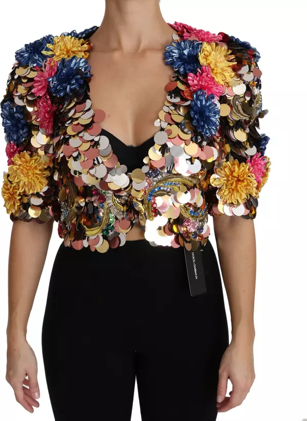 Crystal Sequined Floral Jacket Coat