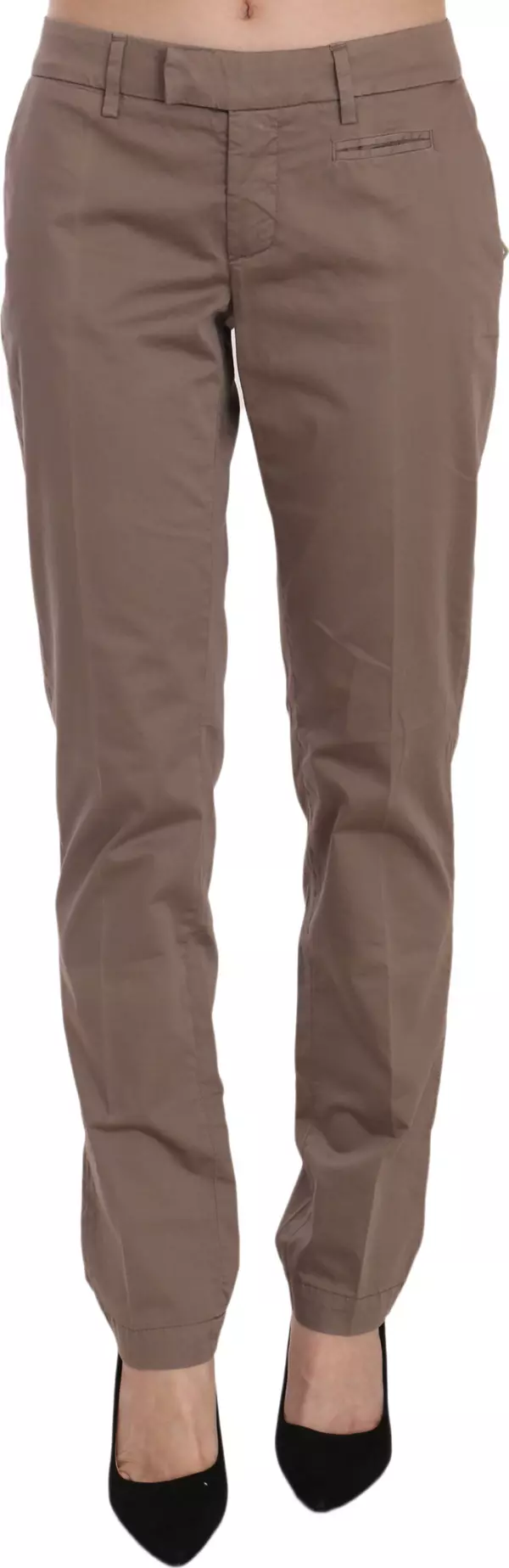 Brown Low Waist Straight Cut Trouser Pant