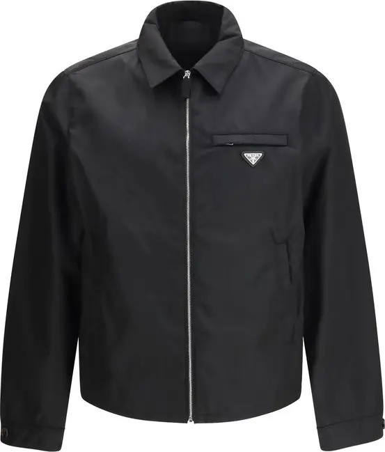 Black Recycled Polyamide Full-Length Jacket