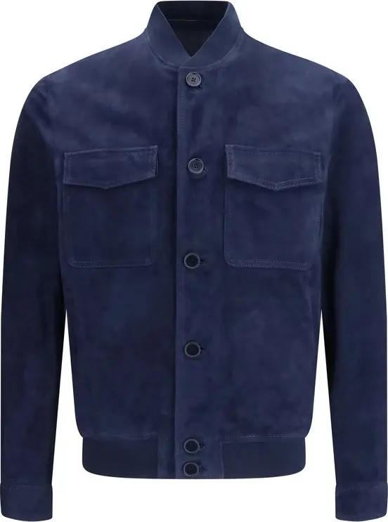 Blue Calf Leather Bos Taurus Bomber