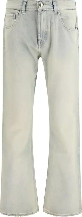 Beige Cotton Bootcut Jeans