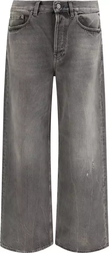 Gray Cotton Relaxed Fit Jeans