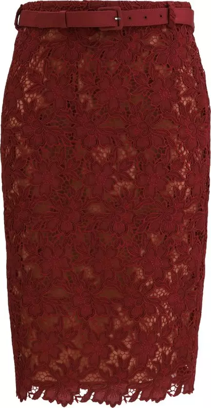 Bordeaux Polyester Midi Skirt