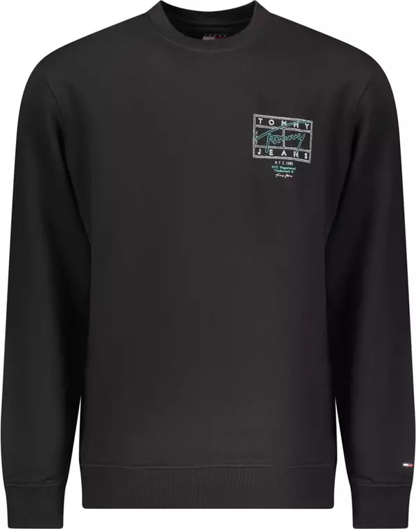 Black Cotton Men Sweatshirt