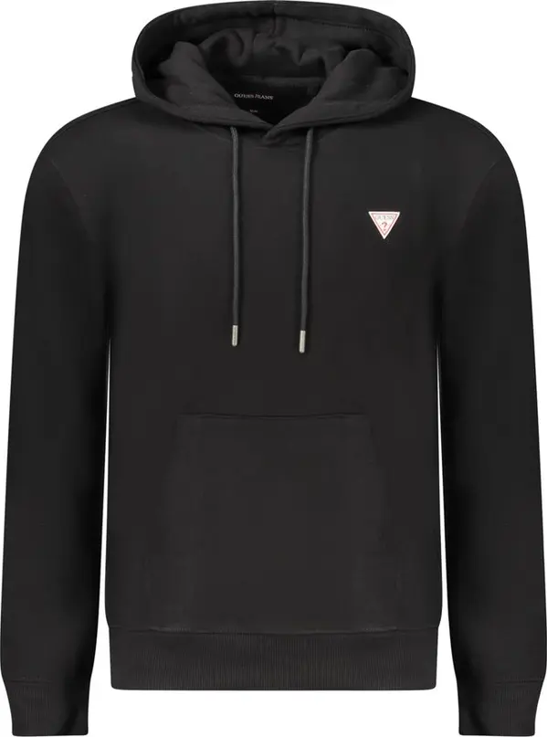 Black Cotton Men Sweatshirt Slim Fit Hooded