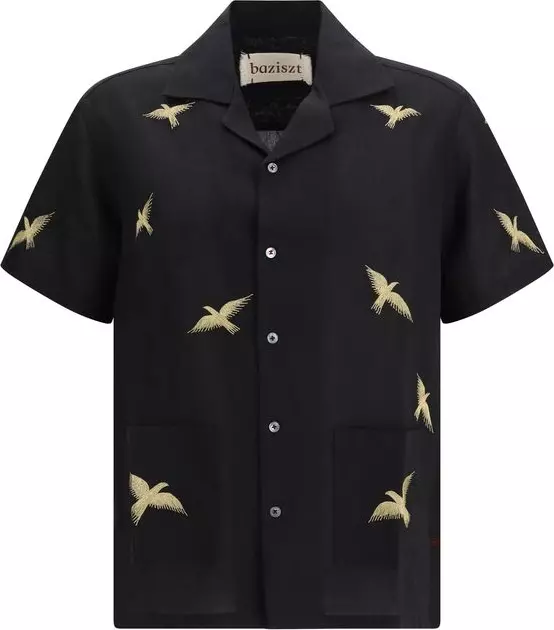 Black Cotton Pattern Shirt